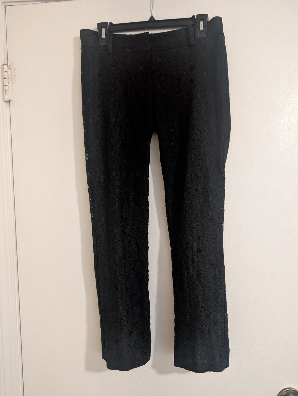 Ann Taylor Black Floral Lace Trousers Lined Straight Leg Dress Pants Size 2